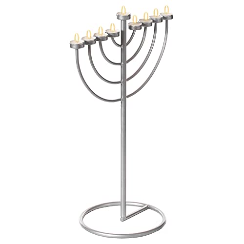 9 Branch Modern Metal Hanukkah Menorah Thin Pipe