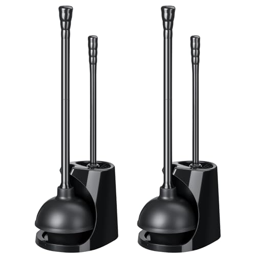 2 Pack Toilet Plunger and Brush Set, Long Handle