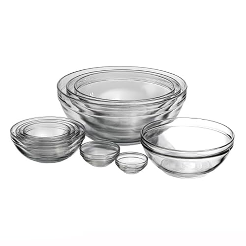 10 Piece Anchor Hocking Glass Nesting Mixing Bowl Set