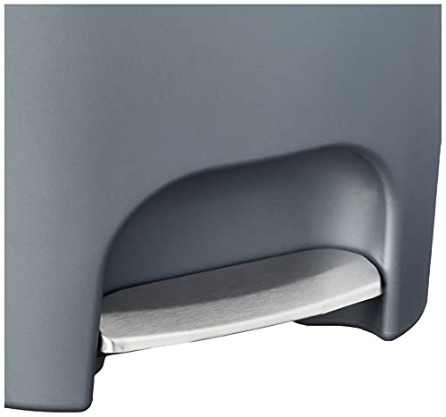 Rubbermaid, Gunmetal Blue Classic 13 Gallon Trash Can with Lid and Stainless-Steel Pedal, Waste Bin for Kitchen, NEW Premium Step-On, No Size