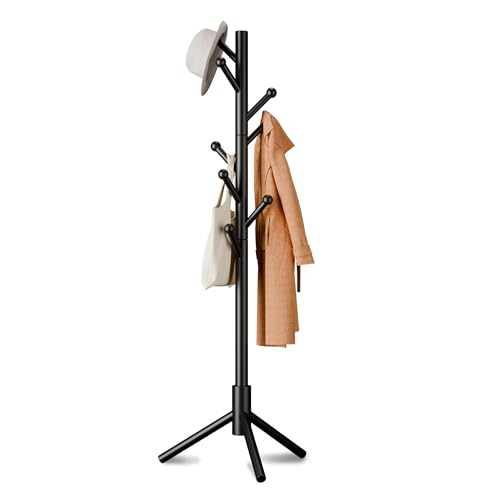 Adjustable Freestanding Coat Rack with 8 Hooks