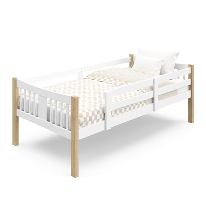 Storkcraft Caribou Twin-Over-Twin Bunk Bed (White with Natural) – GREENGUARD Gold Certified, Converts to 2 Individual Twin beds