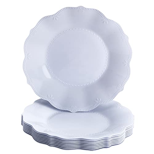 10 Pack Silver Spoons Embossed Plastic Dinner Plates