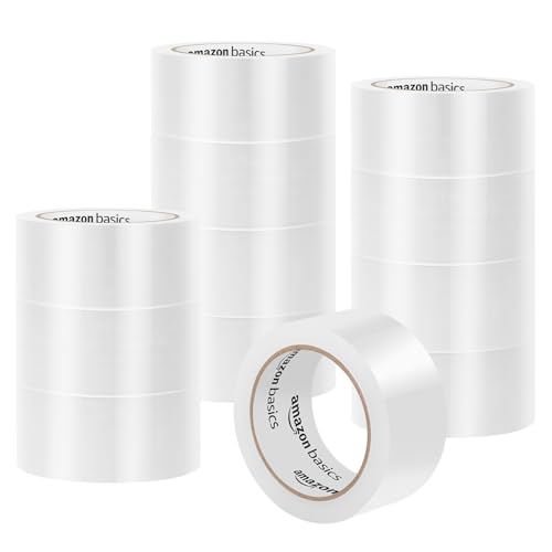 12 Pack Amazon Basics Packaging Tape, Strong Adhesive Rolls