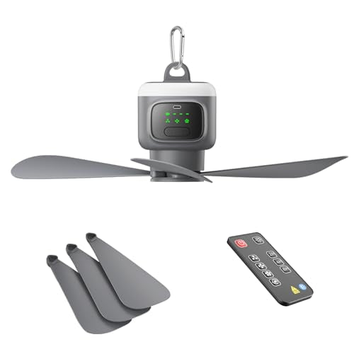 18" Portable Ceiling Fan with Light, Battery Operated