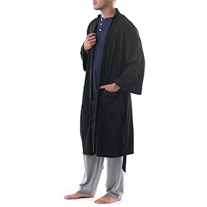 Fruit of the Loom Black Waffle Kimono Robe