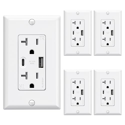5 Pack USB C Wall Outlet Receptacles 20A