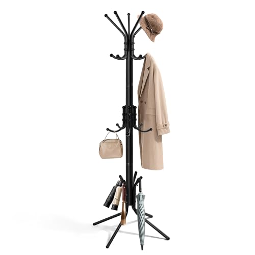 Freestanding Metal Coat Rack Tree with 15 Hooks