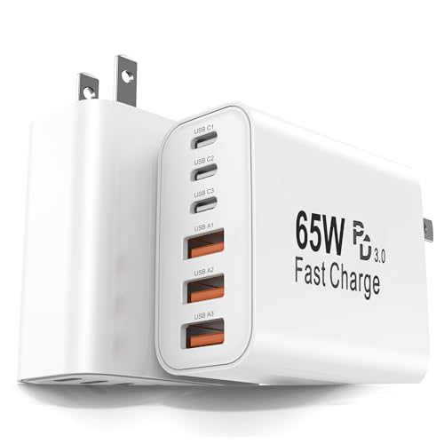 2 Pack 65W 6-Port USB C Wall Charger