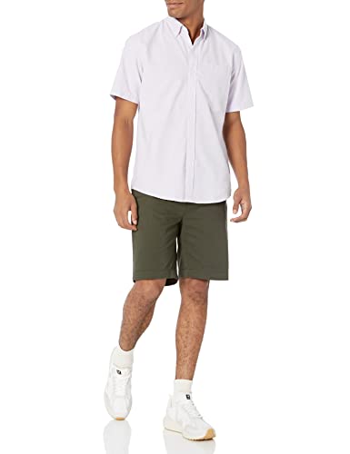 Amazon Essentials Men's Regular-Fit Short-Sleeve Pocket Oxford Shirt, Lavender, Small