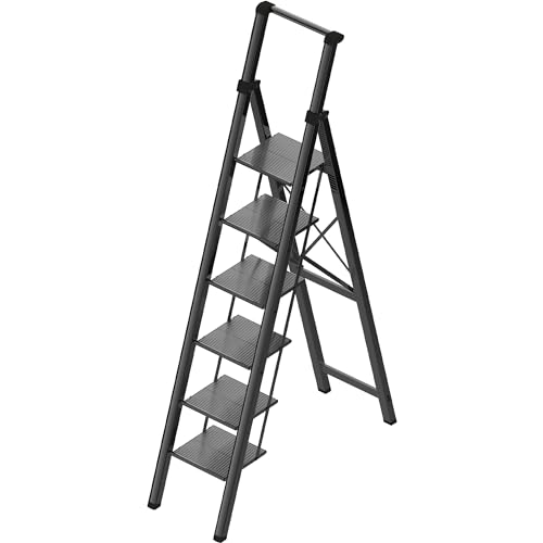 6 Step Folding Aluminum Ladder with Handrails