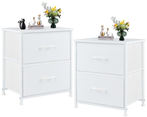 2 Pack Nightstand with Drawers, Small Bedside Table