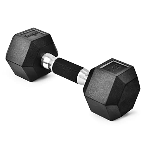 15 Pound Hex Rubber Grip Dumbbell