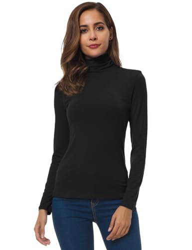 Womens Long Sleeve Lightweight Turtleneck Slim Top