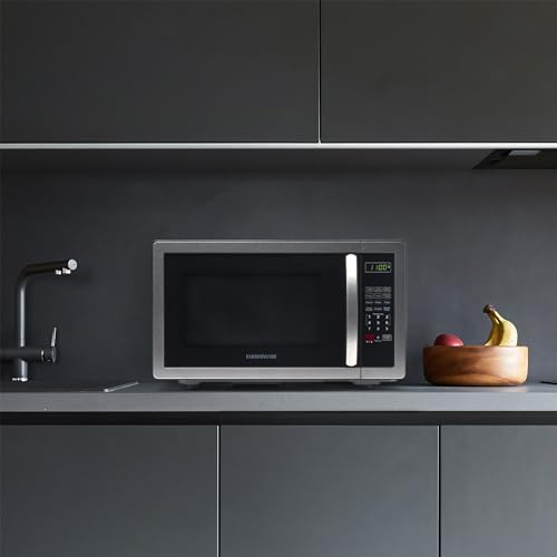 Farberware Countertop Microwave 1000 Watts, 1.1 cu ft - Microwave Oven With LED Lighting and Child Lock - Perfect for Apartments and Dorms - Easy Clean Stainless Steel