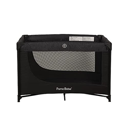 Pamo Babe Portable Crib Baby Playpen with Mattress and Carry Bag (Black)