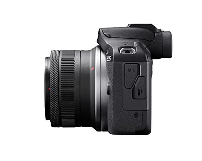 Canon EOS R100 Mirrorless Camera RF-S18-45mm F4.5-6.3 IS STM Lens Kit, 24.1 Megapixel CMOS (APS-C) sensor, 4K Video, RF Mount, Black
