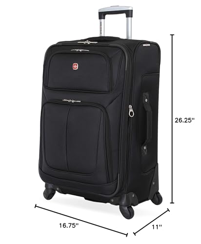 SwissGear Expandable 25-Inch Checked Luggage - Black