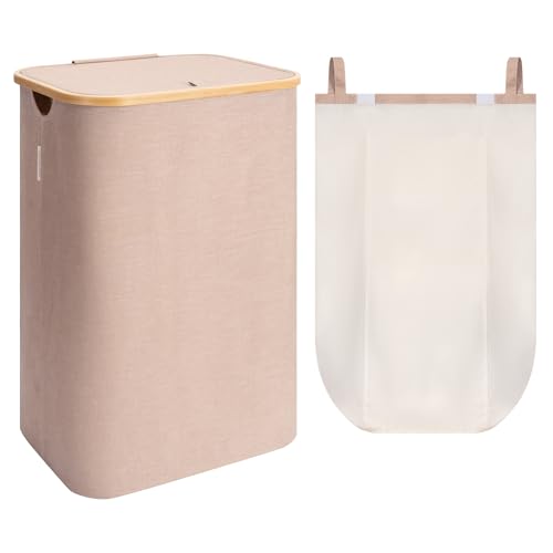 1 Pack Large Laundry Hamper with Lid, Collapsible