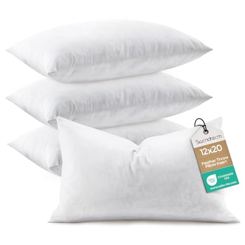 4 Pack Feather Lumbar Throw Pillow Inserts