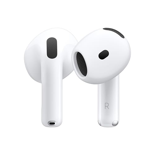 Apple AirPods 4 Wireless Earbuds, Bluetooth Headphones, with Active Noise Cancellation, Adaptive Audio, Transparency Mode, Personalized Spatial Audio, USB-C Charging Case, Wireless Charging, H2 Chip