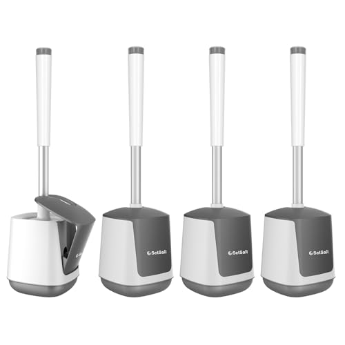 4 Pack Toilet Bowl Brush and Holder Set