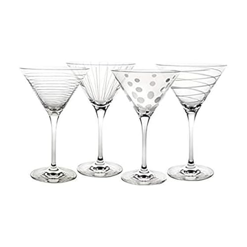 4 Pack Mikasa Etched Martini Glasses
