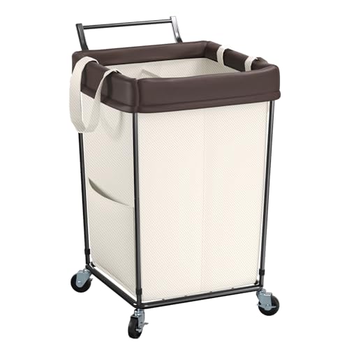 160L 2 Section Rolling Laundry Hamper with Wheels