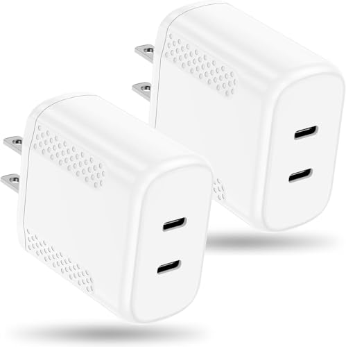2 Pack 40W Dual Port USB C Fast Wall Charger