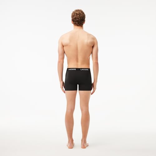 Lacoste Men's Recycled Microfiber Ultra Dry Trunks, 3-pack, Black with Black waistbands, Small