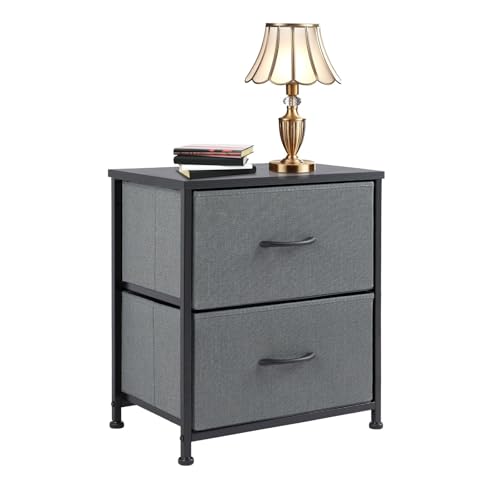 Sweetcrispy 2-Drawer Fabric Nightstand End Table