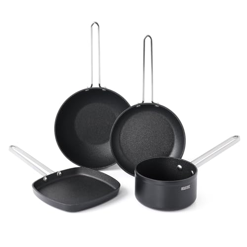 4 Piece Single Serve Nonstick Pots and Pans Set