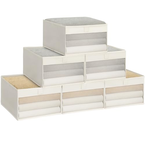 6 Pack Foldable Fabric Storage Bins with Window