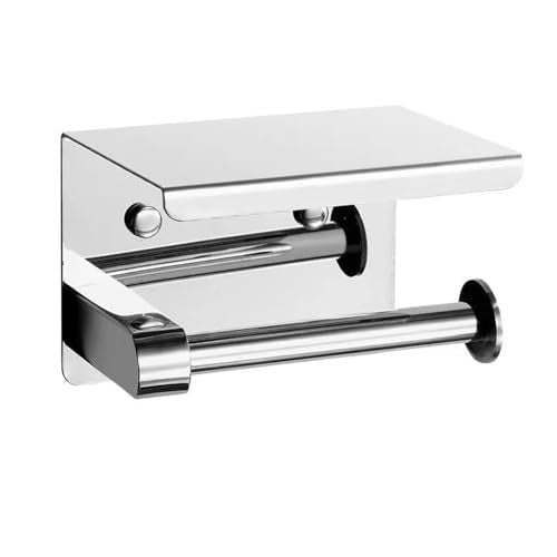 Toilet Paper Holder with Shelf, Wall Mounted Storage