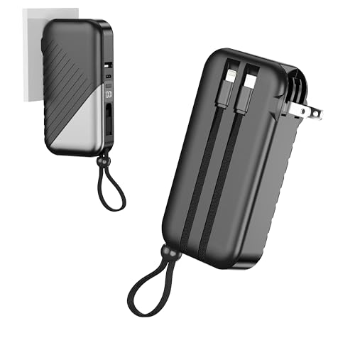 10000mAh Portable Charger Power Bank with Built-in Cable