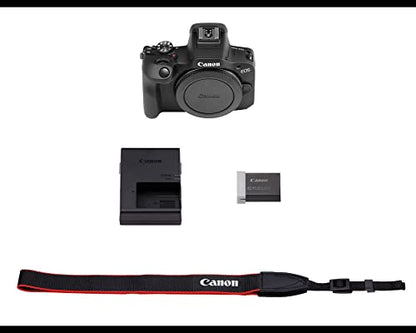 Canon EOS R100 Mirrorless Camera, RF Mount, 24.1 MP, DIGIC 8 Image Processor, Continuous Shooting, Eye Detection AF, Full HD Video, 4K, Small, Lightweight, Wi-Fi, Bluetooth, Content Creation