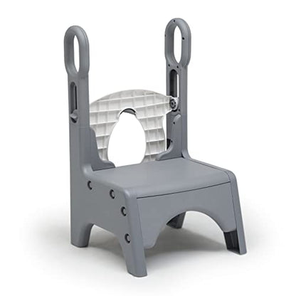 Delta Children Little Jon-EE Adjustable Potty Seat and Step Stool, White/Grey