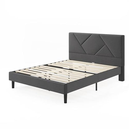 Zinus Judy Upholstered Platform Bed Frame, Mattress Foundation, Wood Slat Support, No Box Spring Needed, Eco Friendly WonderBox (TM), Easy Assembly, Dark Grey, Full