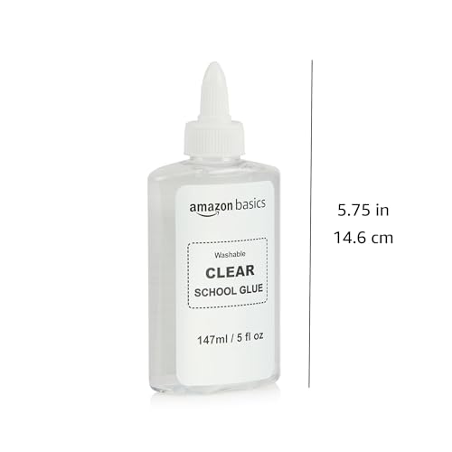 Amazon Basics Washable Liquid School Glue, 5 fl.oz Bottle, 147ml,1-Pack, Clear