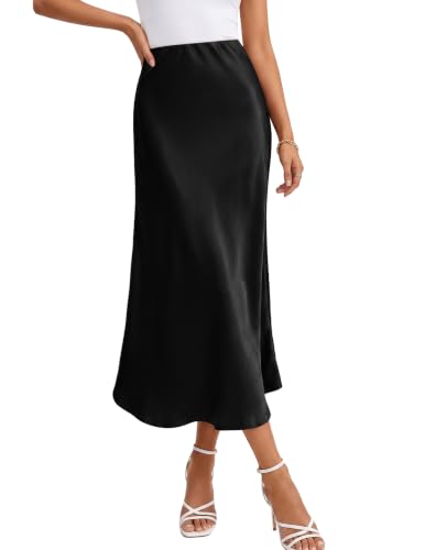 Satin High Waisted Midi Skirt