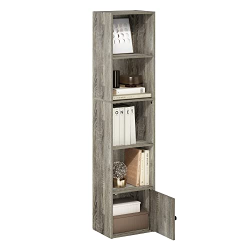 Furinno 5-Tier Bookshelf with Door Storage Cabinet