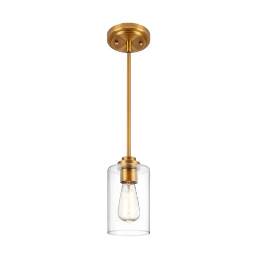 Pendant Light Fixture Cylinder Glass Shade for Kitchen