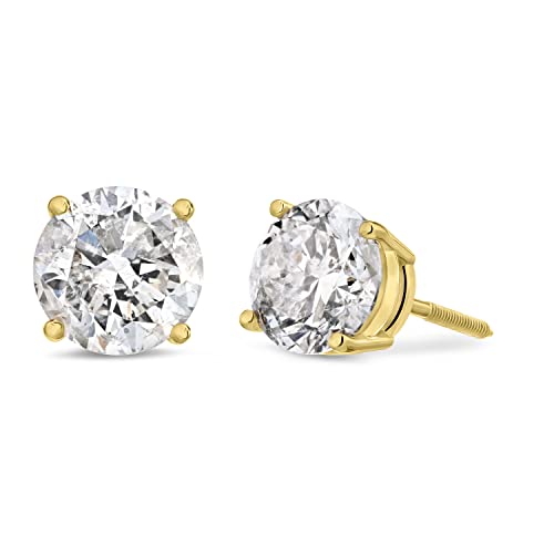 Amazon Essentials Certified 14K Yellow Gold Diamond Stud Earring with Screw Back and Post (0.25 cttw, J-K Color, I1-I2 Clarity) (previously Amazon Collection)