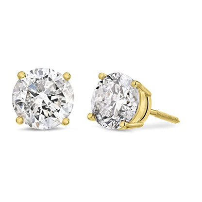 Amazon Essentials Certified 14K Yellow Gold Diamond Stud Earring with Screw Back and Post (0.25 cttw, J-K Color, I1-I2 Clarity) (previously Amazon Collection)