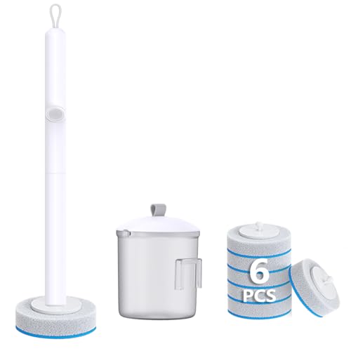 Disposable Toilet Brush Wand with Refill Heads Holder