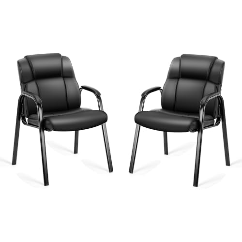 2 Pack Office Reception Chairs Leather Waiting Room