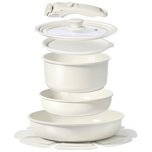 8 Piece Nonstick Detachable Handle Cookware Set