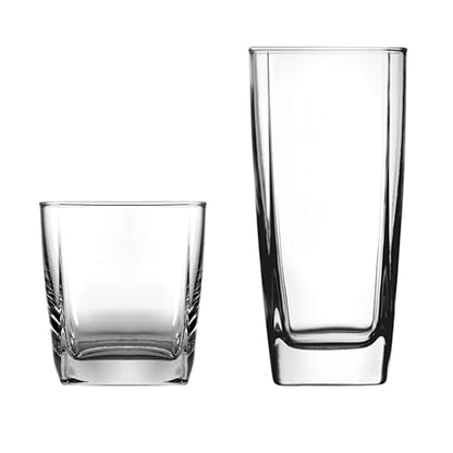 Anchor Hocking Rio Drinking Glasses Set, 16 Piece Set (8 Rocks Glasses & 8 Tumbler Glasses)