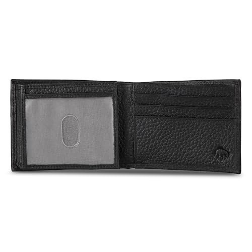 WOLVERINE Men's RFID Blocking Rugged Bifold & Passcase Wallets (Avail in Cotton Canvas Or Leather), Marquette-Black, One Size