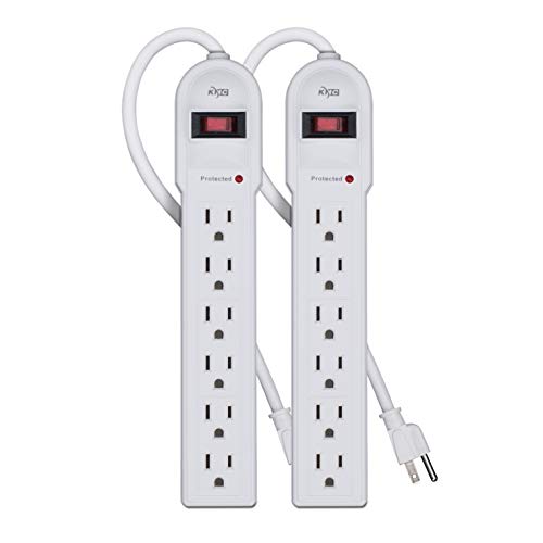 2 Pack 6-Outlet Surge Protector Power Strip 4ft